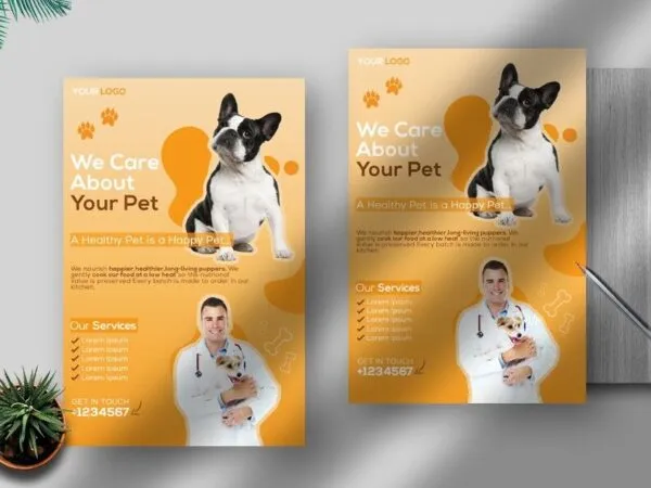 Friendly Corporate Veterinary Flyer Template with a Mustard Theme 1