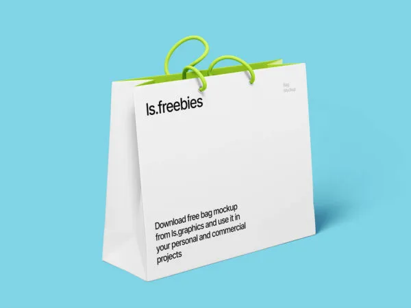 Front Scene of Standing Shopping Bag with Green Rope Mockup 1