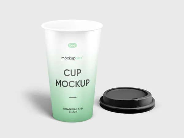 Front Shot of Open Cup Mockup with Lid 1
