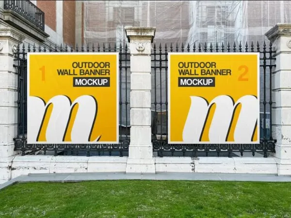 Front Shot of Outdoor Wall Banner Mockup 1