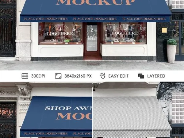 Front Shot of Shop Awning Logo Mockup 1
