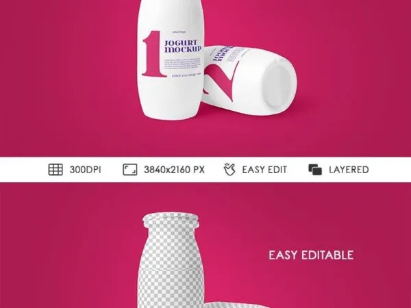 Front Shot of Yogurt Bottle Mockup 1