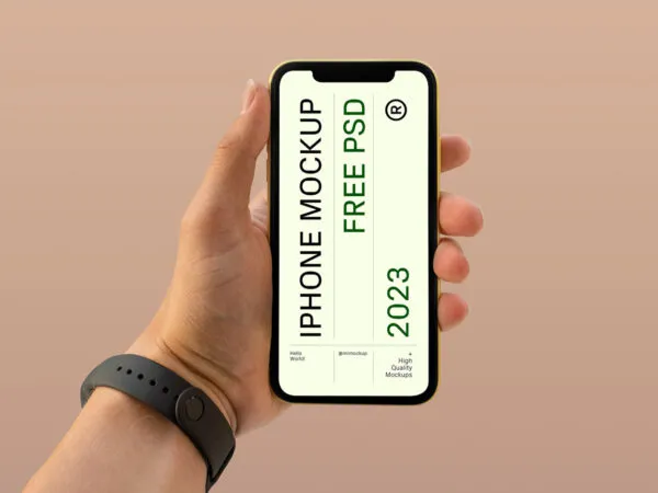 Front Shot of iPhone Mockup in Hand 1