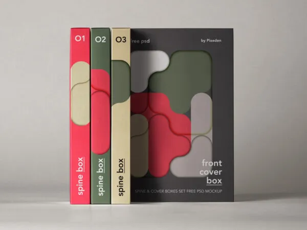 Front Show of Spine Cover Boxes Mockup 1