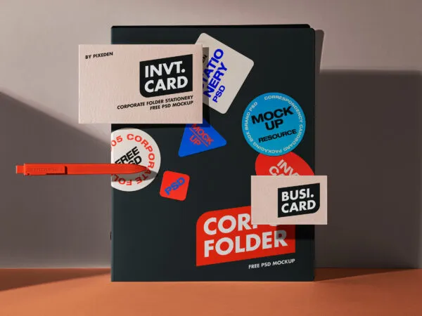 Front Show of Stationery Mockup with Corporate Folder 1
