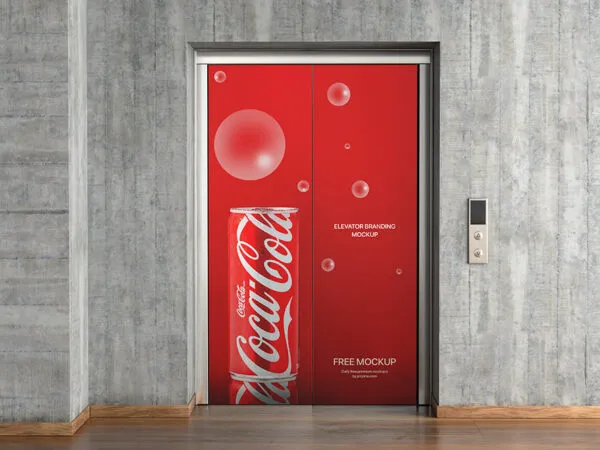 Front Showcase of Elevator Door Branding Mockup 1