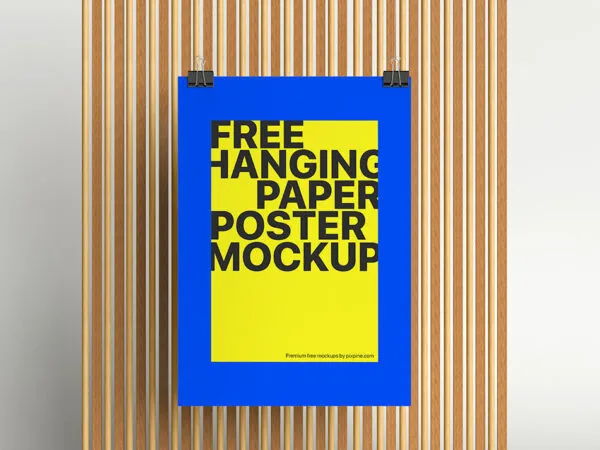 Front Showcase of Hanging Paper Poster Mockup 1