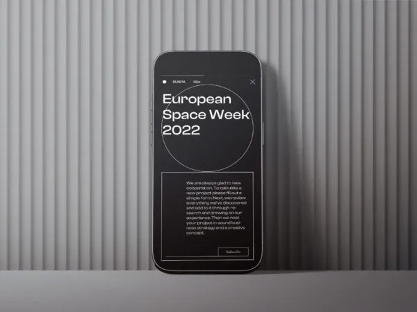 Front Showcase of iPhone 14 Pro Mockup Against Wall 1