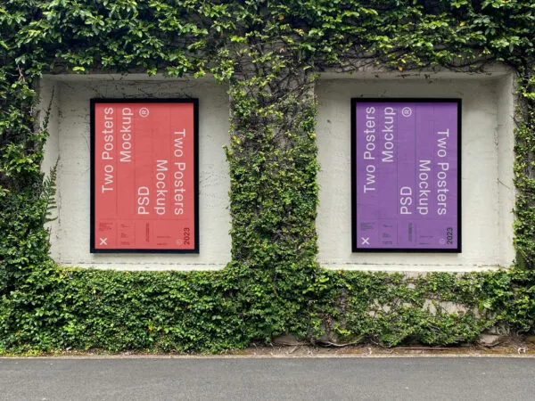 Front Sight of 2 Posters Mockup on Wall 1