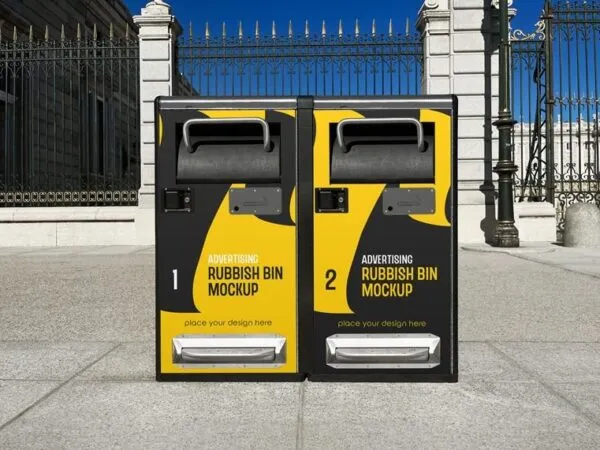 Front Sight of Advertising Rubbish Bin Mockup 1