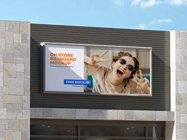 Front Sight of Billboard Sign Mockup on Store 1