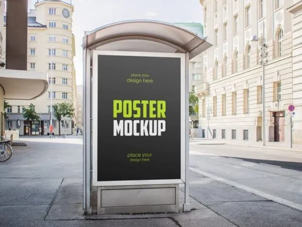 Front Sight of Bus Stop Poster Mockup 1