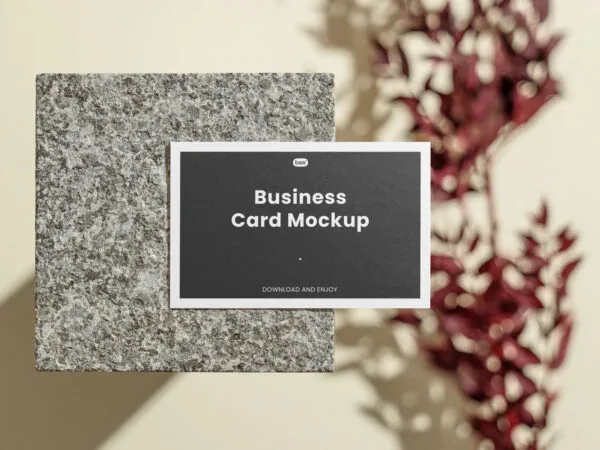 Front Sight of Business Card Mockup with Granite Block 1