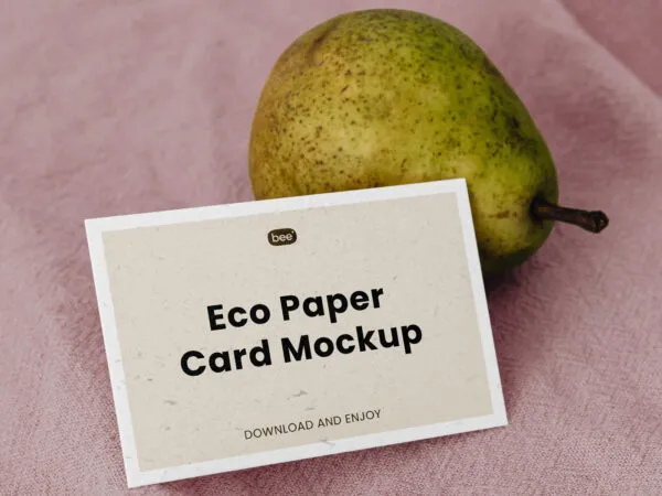 Front Sight of Eco Paper Card Mockup with Pear 1