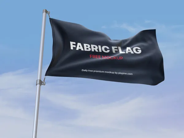 Front Sight of Fabric Flag Mockup in Sky 1