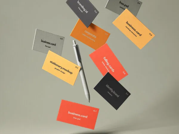 Front Sight of Falling Business Cards Mockup 1 1