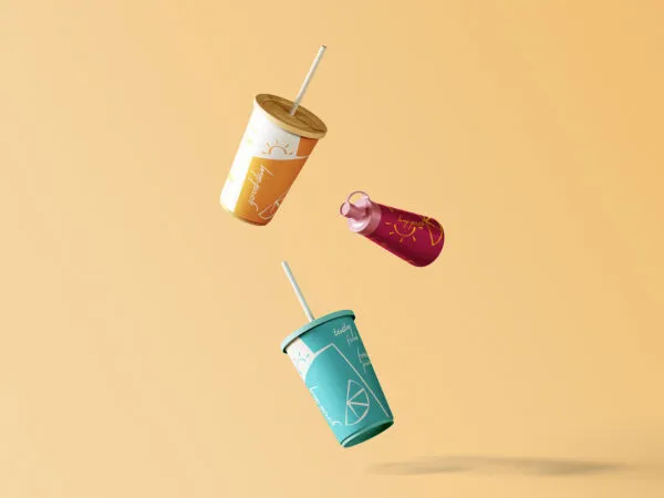 Front Sight of Floating Restaurant Items Branding Mockup 1