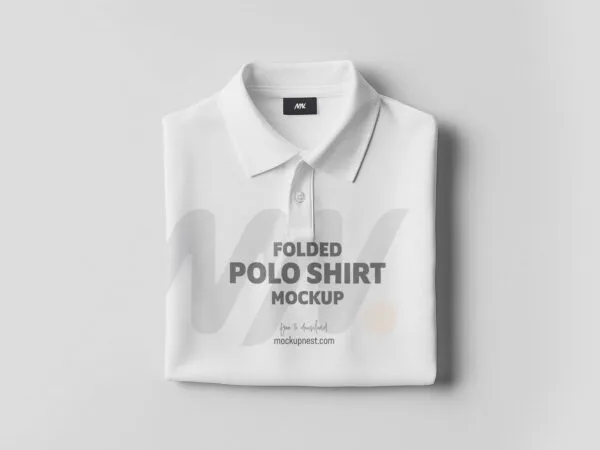 Front Sight of Folded Polo Shirt Mockup 1