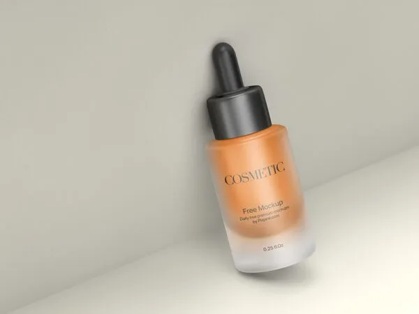 Front Sight of Frosted Cosmetic Dropper Bottle Mockup 1