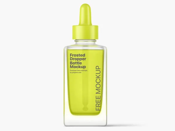 Front Sight of Frosted Square Dropper Bottle Mockup 1