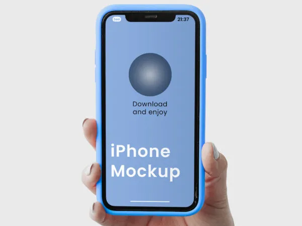 Front Sight of Hand Holding iPhone Mockup 1