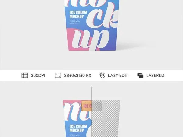 Front Sight of Ice Cream Cup Packaging Mockup 1