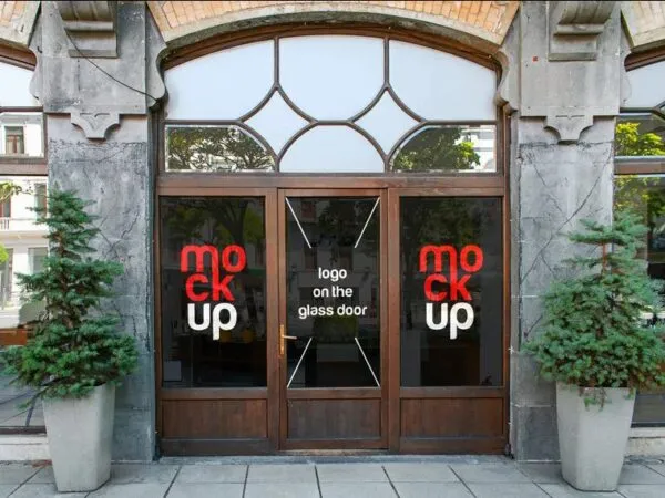 Front Sight of Logo Mockup on Glass Door 1