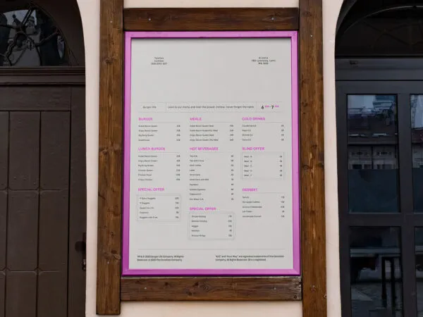 Front Sight of Outside Restaurant Menu Mockup 1