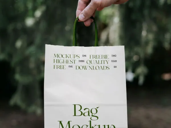 Front Sight of Packaging Paper Bag Mockup in Hand 1