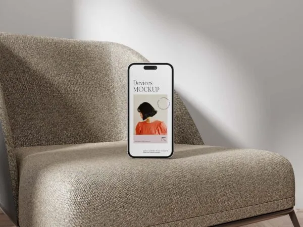 Front Sight of Phone Mockup on Sofa 1