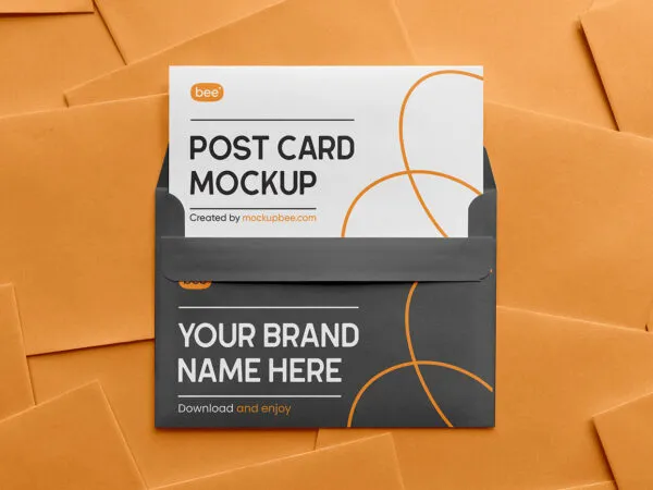 Front Sight of Postcard Mockup with Envelope 1