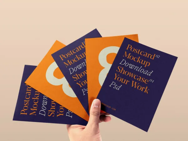 Front Sight of Postcards Mockup in Hand 1