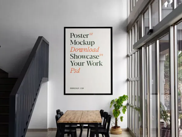 Front Sight of Poster Mockup in Living Room on Wall 1