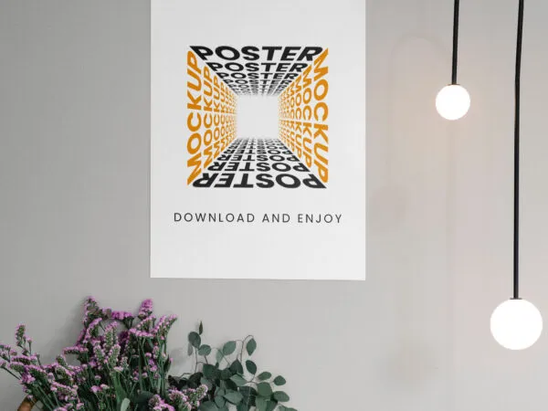 Front Sight of Poster Mockup with Bulbs and Flowers 1