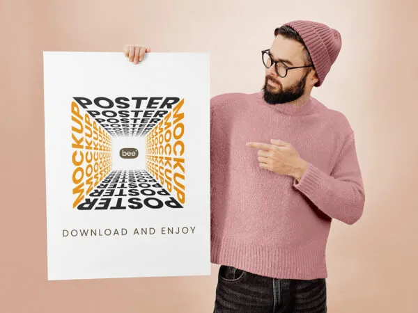 Front Sight of Poster in Hand Mockup 1