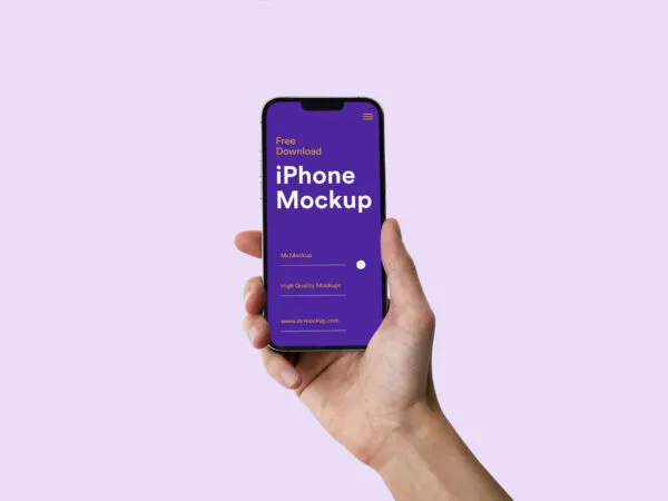 Front Sight of Realistic Hand holding iPhone Mockup 1