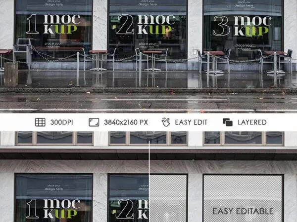 Front Sight of Restaurant Storefront Mockup 1