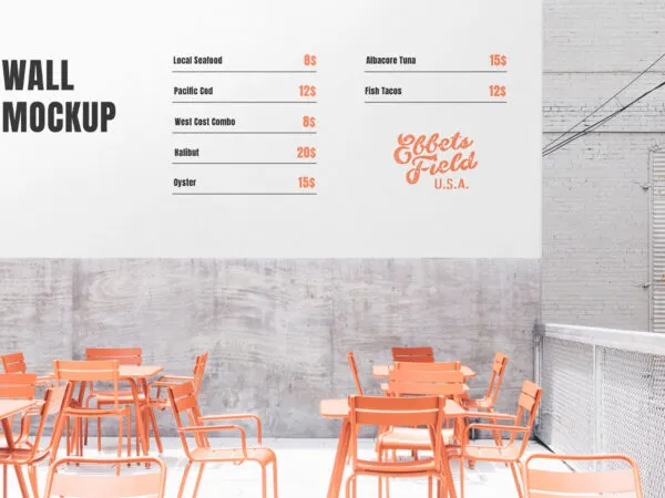 Front Sight of Restaurant Wall Mockup 1