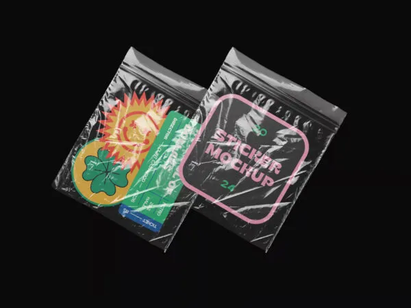 Front Sight of Stickers Mockup in Zip Lock Bag 1