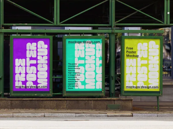 Front Sight of Three Posters Mockup in Metal Frames 1