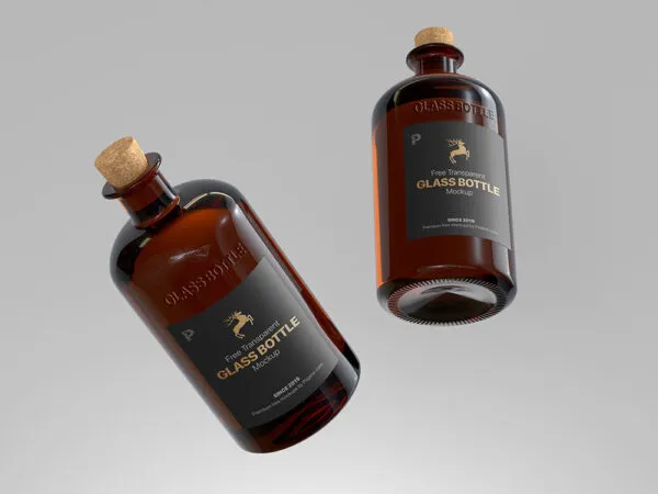 Front Sight of Two Floating Crystal Bottles Mockup 1