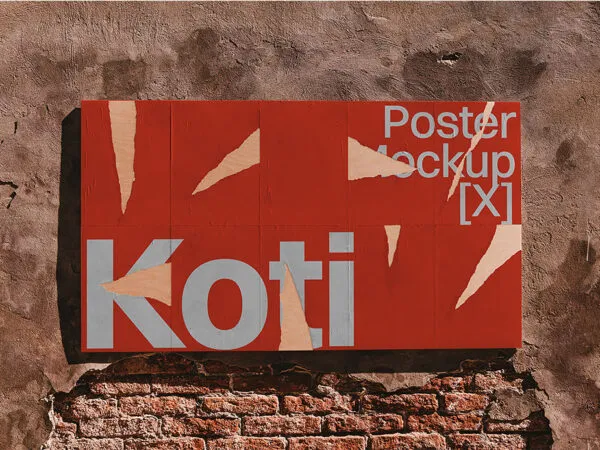 Front Sight of Urban Torn Poster Mockup on Grunge Wall 1