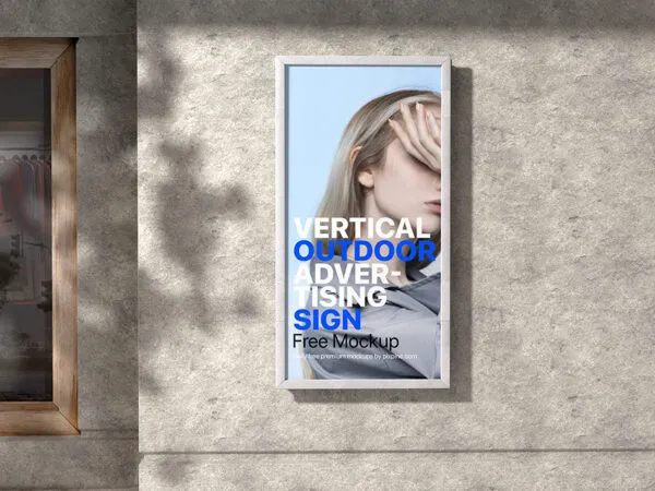 Front Sight of Vertical Outdoor Advertising Sign Mockup 1