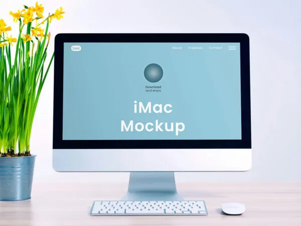 Front Sight of iMac Mockup with Flower 1