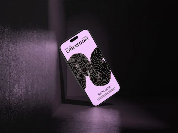 Front Sight of iPhone 15 Pro Mockup on Concrete 1