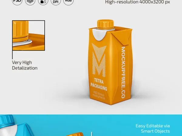 Front Top and 34 View of Three Tetra Packaging Mockups 1