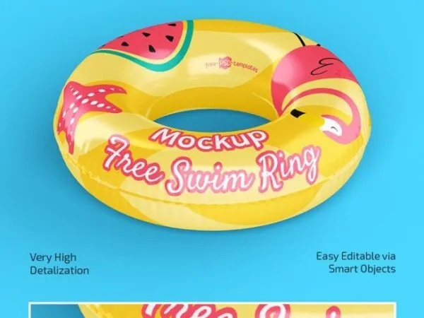 Front Top and Perspective View of 3 Swim Ring Mockups 1 1
