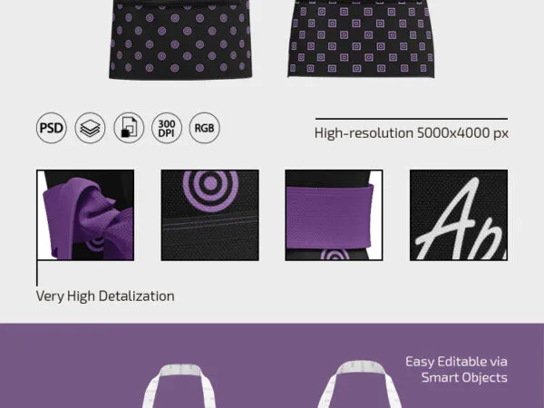 Front View 3D Mockup of Two Aprons with Pockets 1