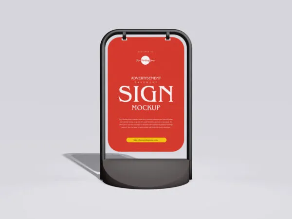 Front View Advertisement Pavement Sign Mockup with Shadow 1