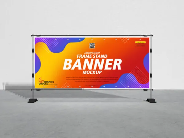 Front View Advertising Backdrop Banner Stand Mockup 1